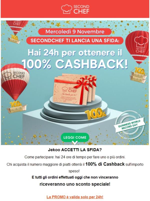 Per te 100% di Cashback!