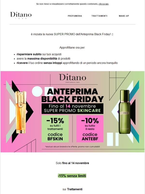 Ci siamo 🔥 -15% su tutti i Trattamenti 🔥 il Black Friday in Anteprima