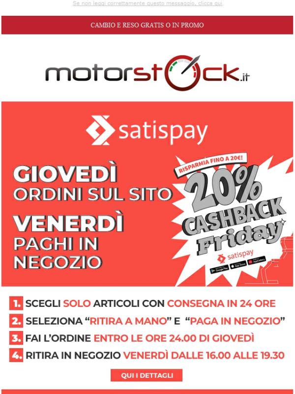 🧨 CASHBACK 20% in Negozio - Paga con Satispay