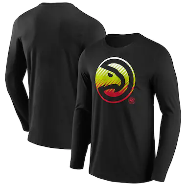 T-shirt a maniche lunghe con logo Fade Graphic di Atlanta Hawks Fanatics - Uomo