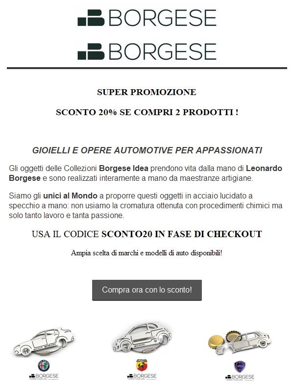 Portachiavi auto Borgese Idea: sconto 20% se ne compri due.
