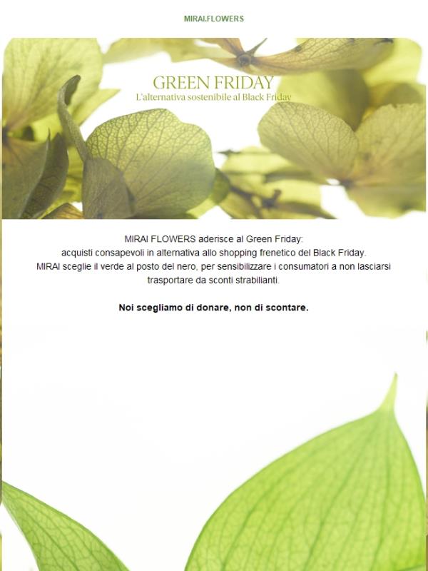 MIRAI FLOWERS aderisce al Green Friday