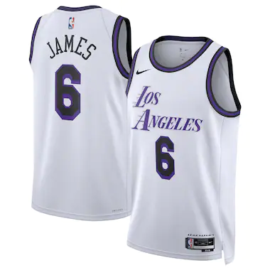 Maglia Los Angeles Lakers Nike City Edition Swingman 22 - Bianca - Lebron James - Unisex