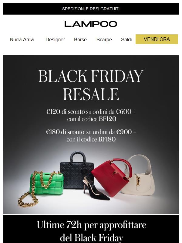 ATTENZIONE: ULTIME 72H PER APPROFITTARE DEL BLACK FRIDAY