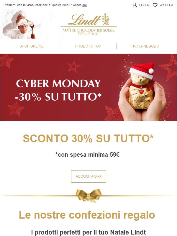 Cyber Monday: Sconto 30% su tutto! 🍫
