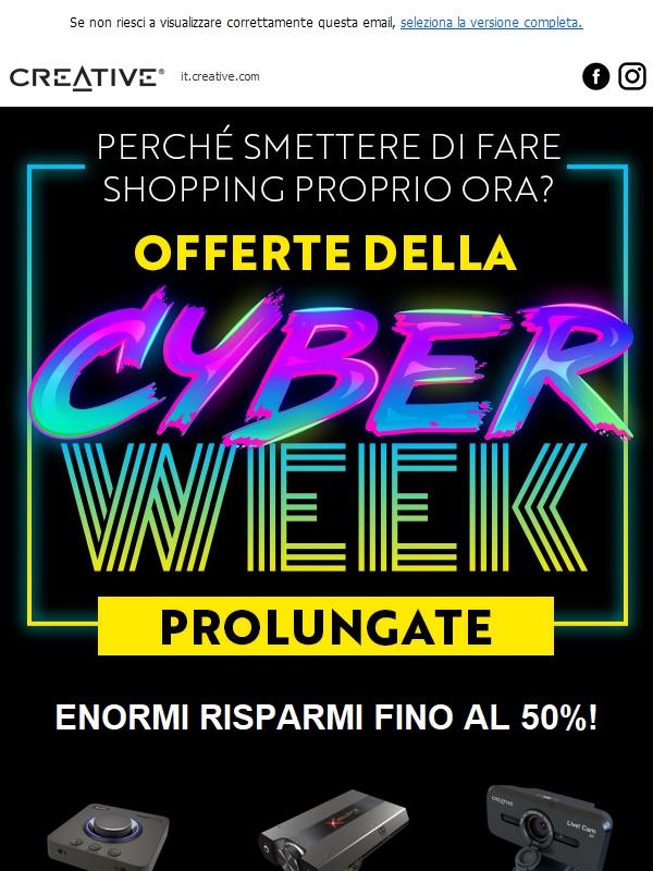Goditi enormi sconti fino al 50% questa Cyber Week!
