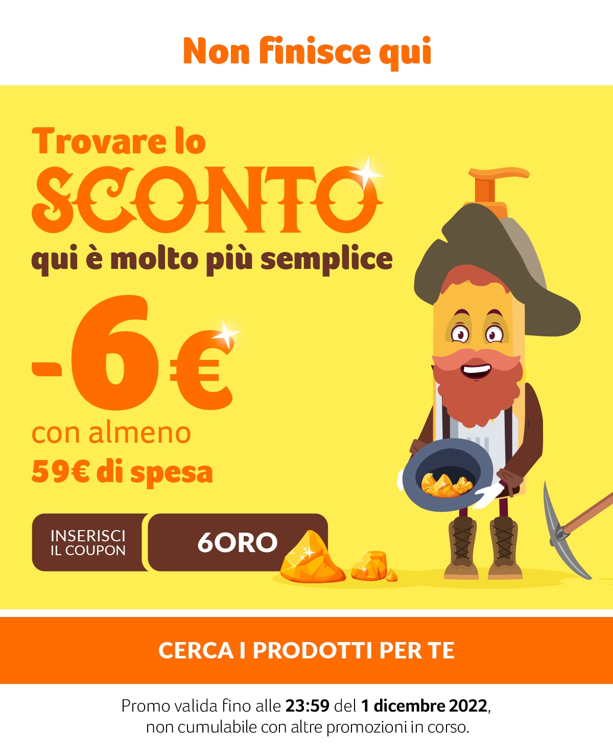 -6€ con almeno 59€ di spesa. Coupon 6ORO