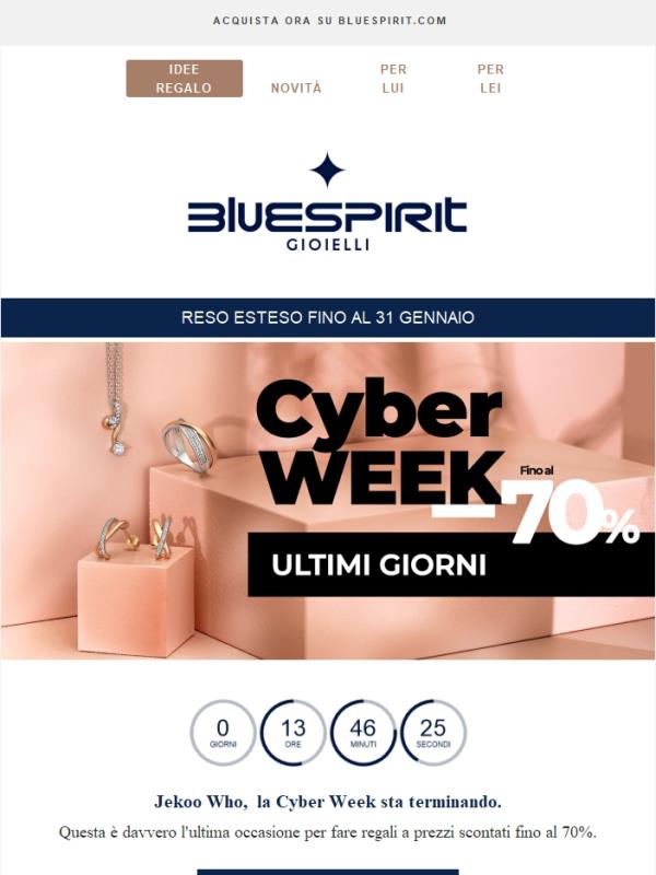 Cyber Week | Ultime ore di sconti fino al 70%