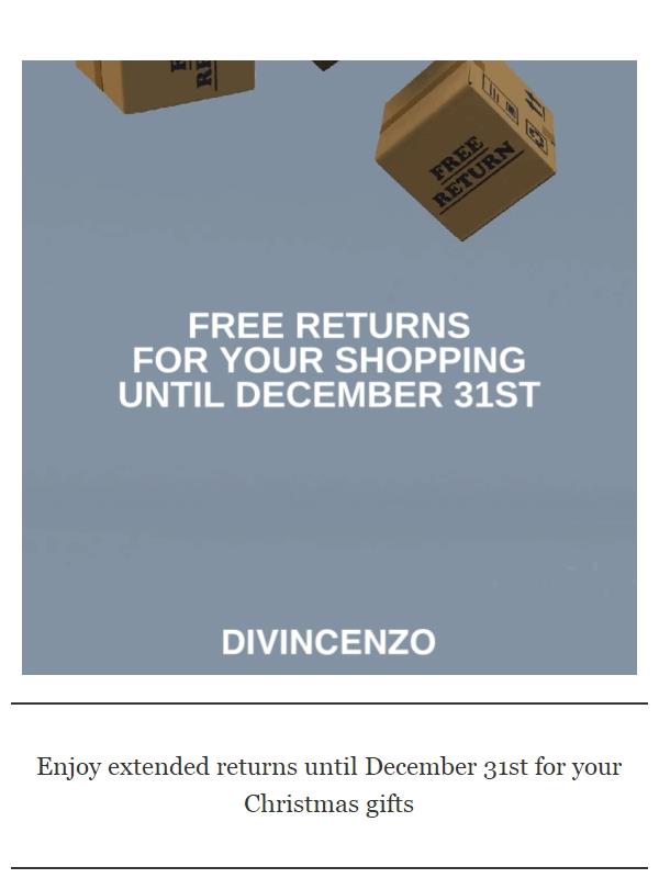 Extended returns for items purchased up to December 15th