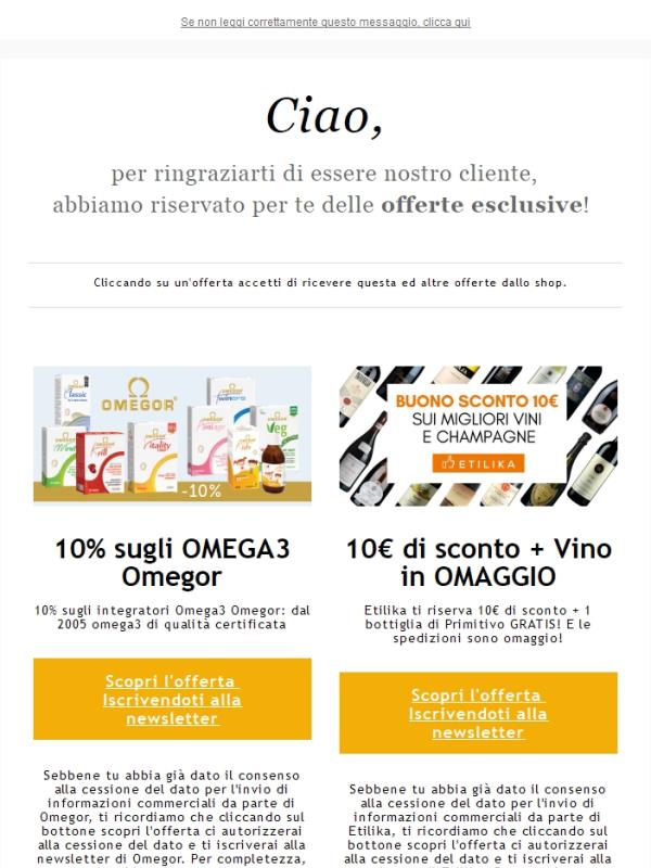 Grazie di esserci! C'è uno sconto esclusivo per te!