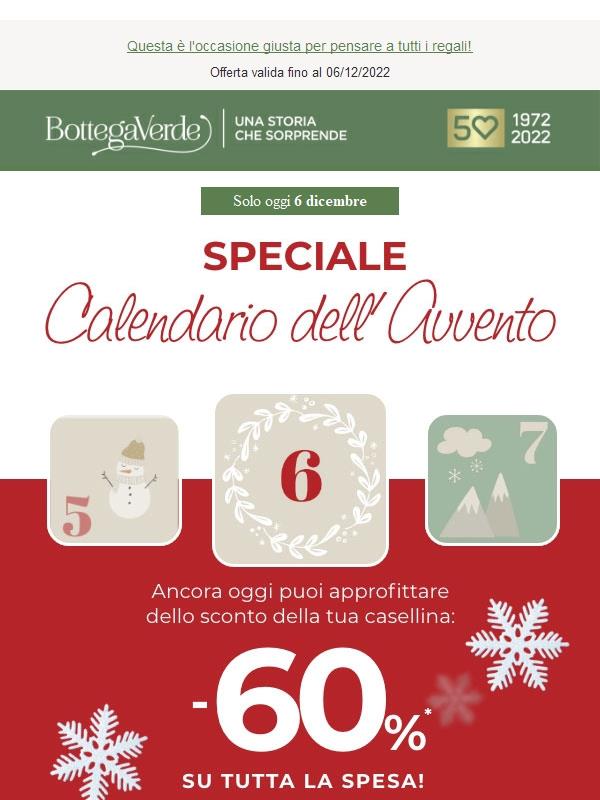 🔔 Promemoria:  60% di sconto su tutta la spesa fino alle 24.00 di oggi 6 dicembre