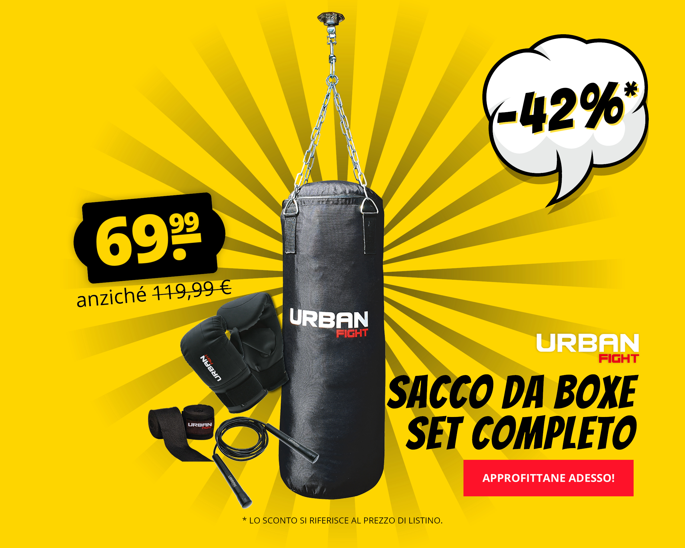 URBAN FIGHT Sacco da boxe Set completo