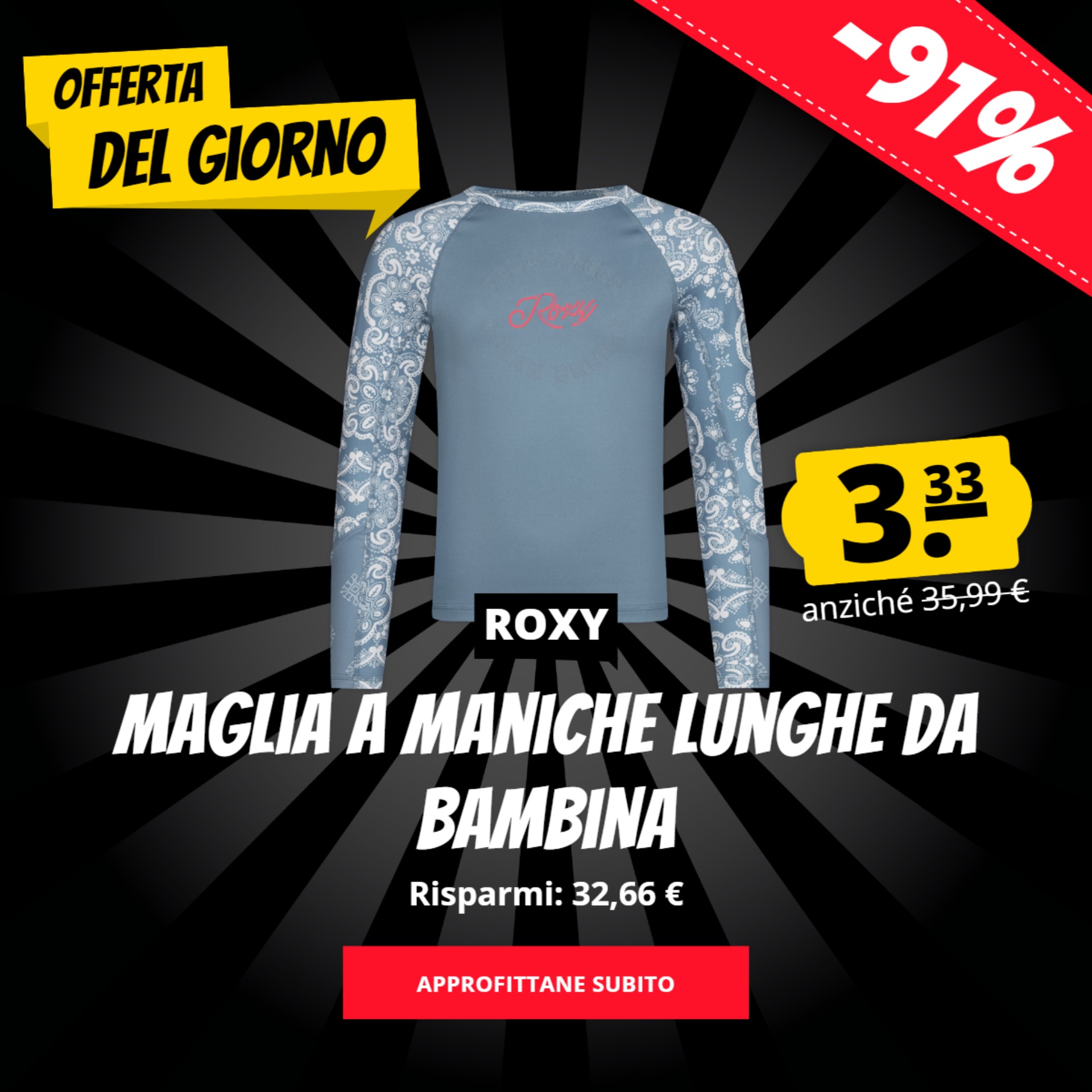 ROXY Haut à manches longues pour filles seulement 3,33 €