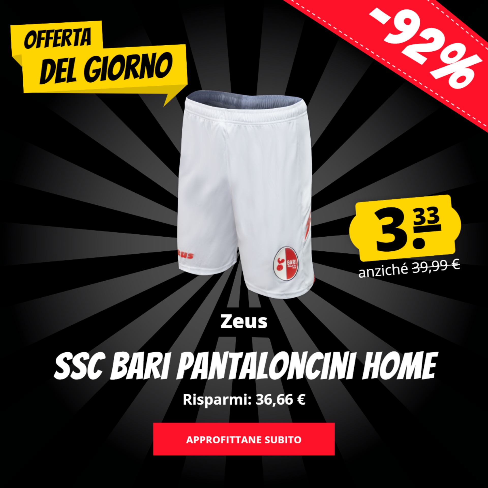 Zeus SSC Bari Pantaloncini home solo 3,33 €