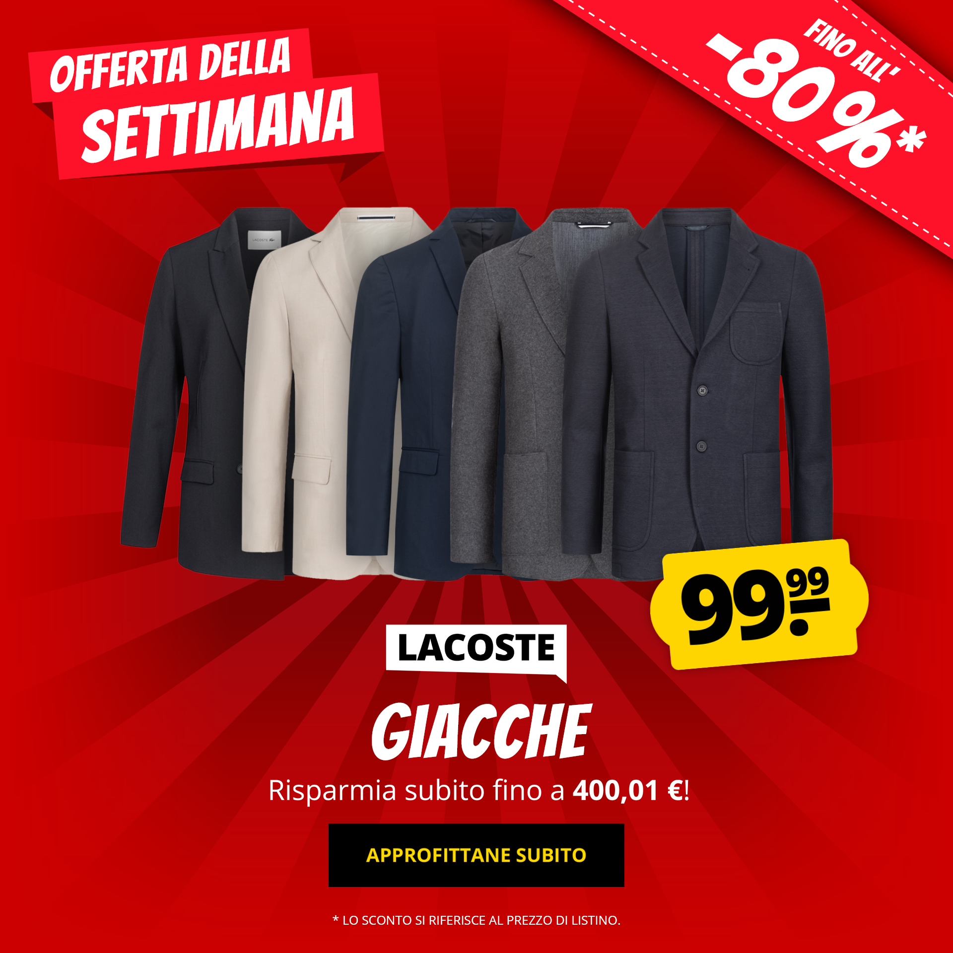 LACOSTE Giacche solo 99,99 €!