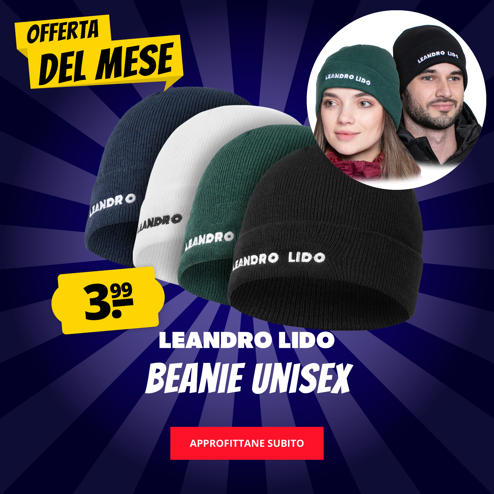 LEANDRO LIDO Beanie unisex solo 3,99 €!