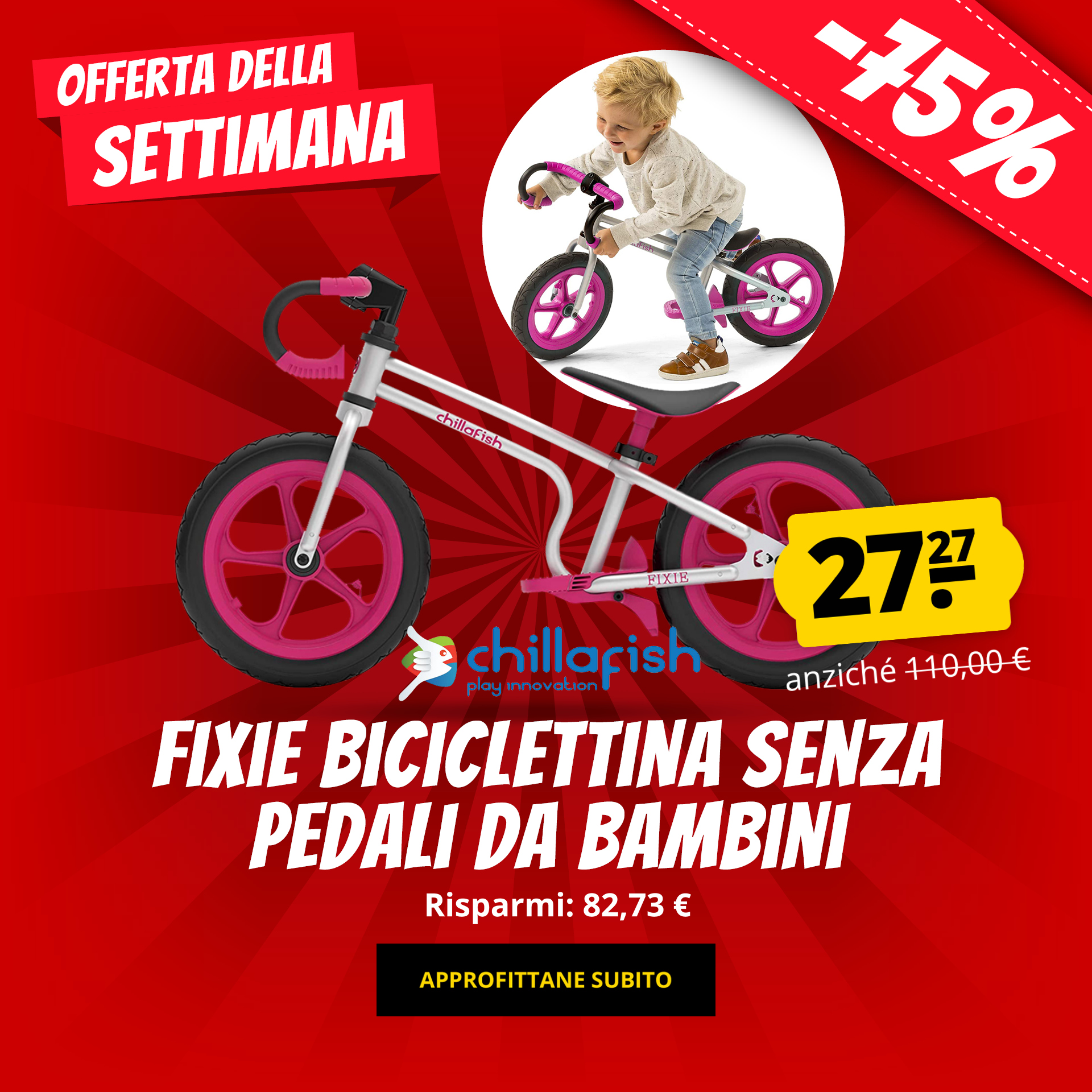 Chillafish Fixie Biciclettina senza pedali da bambini solo 27,27 €!