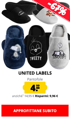 UNITED LABELS  Pantofole solo 4,99 €!