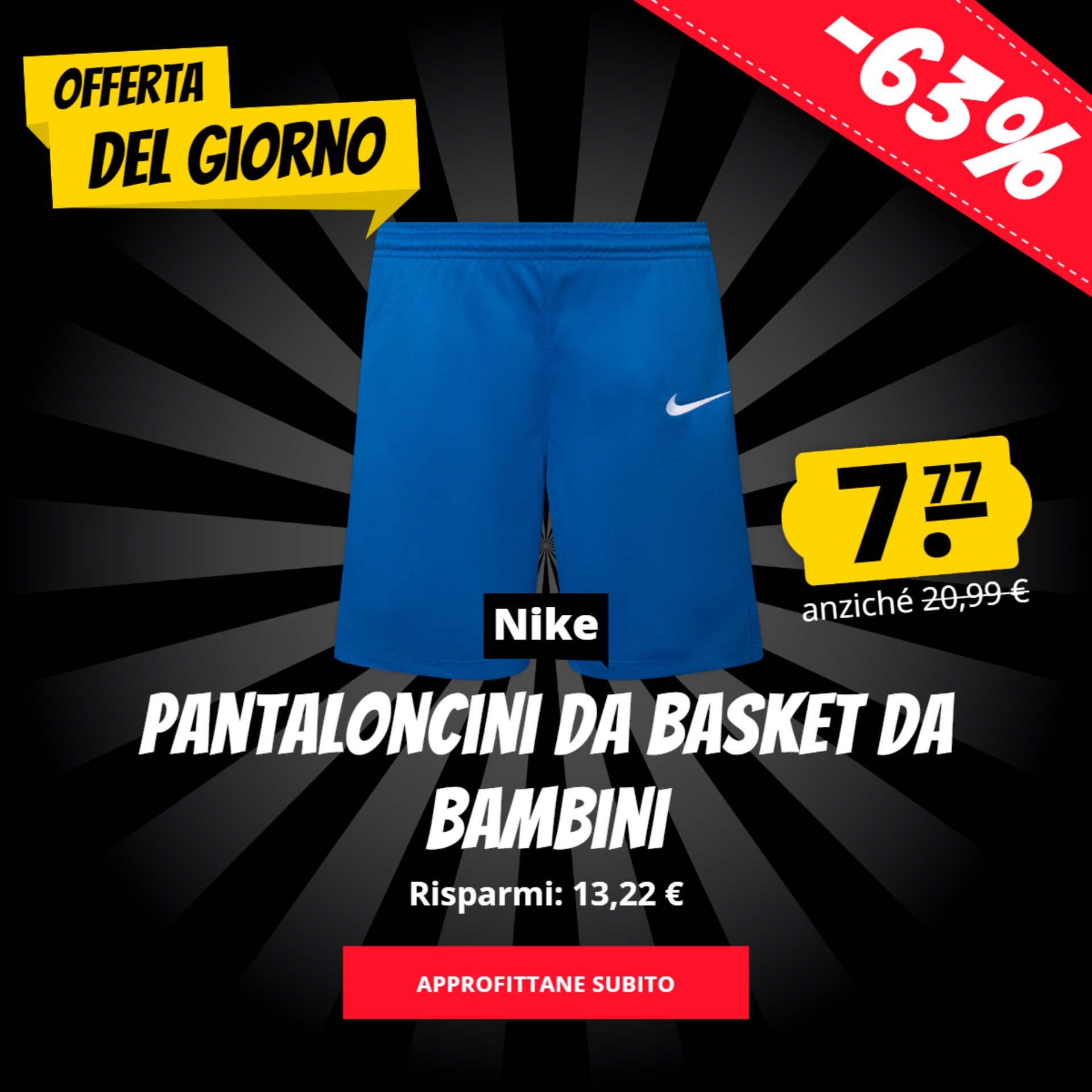 Nike Pantaloncini da basket da bambini solo 7,77 €