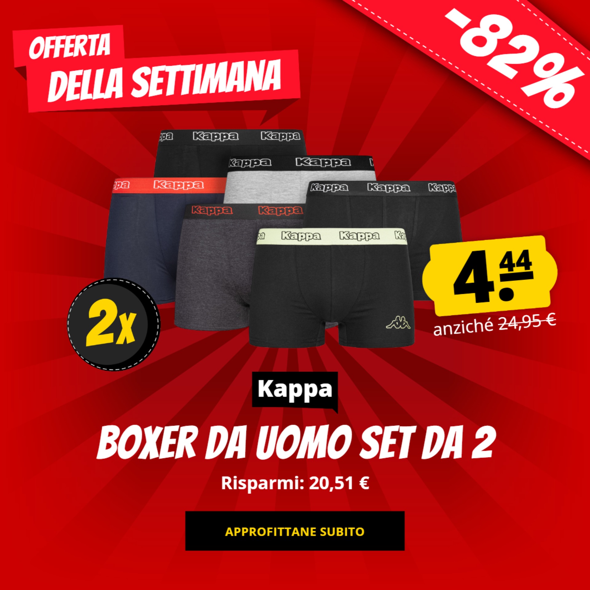 Kappa Boxer da uomo Set da 2  4,44 €!