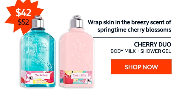 CHERRY BLOSSOM BODY DUO: BODY MILK + SHOWER GEL. SHOP NOW