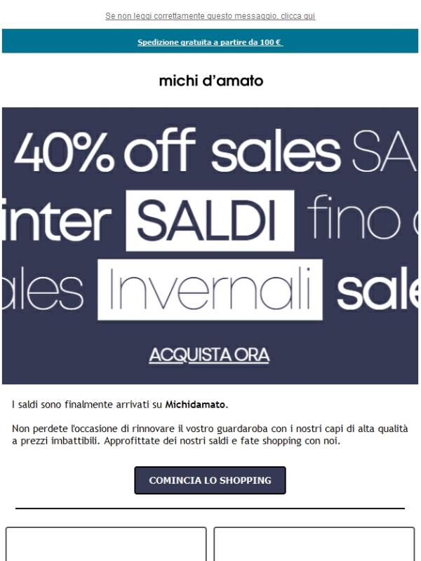 Saldi invernali - Fino al 40% di sconto