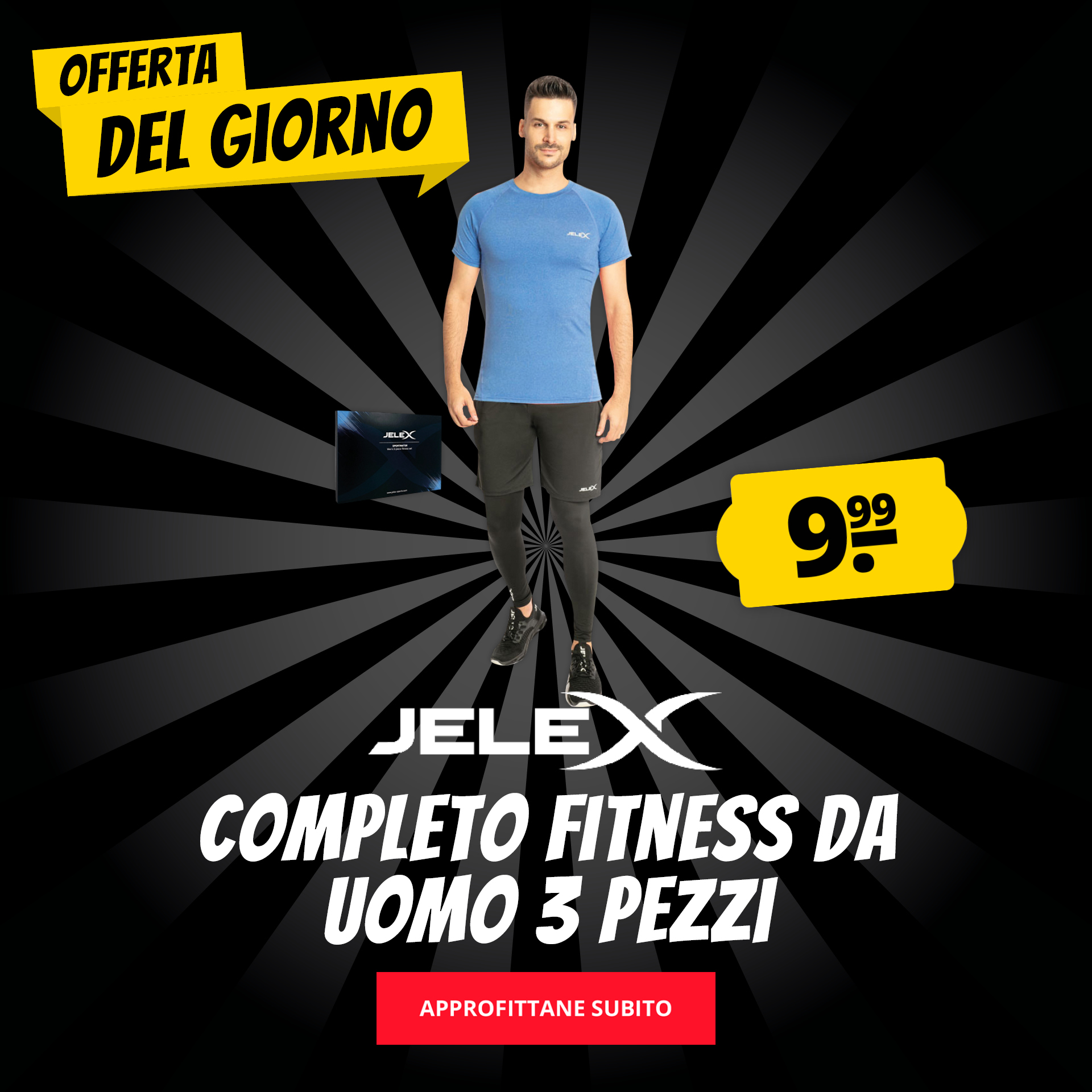 JELEX Completo fitness da uomo 3 pezzi solo 9,99 €