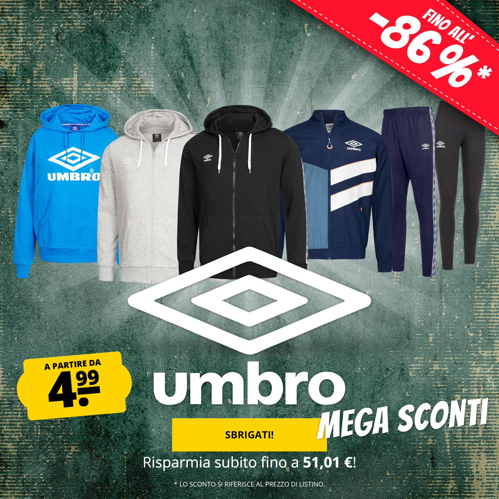 UMBRO Mega Sconti a partire da 4,99 €