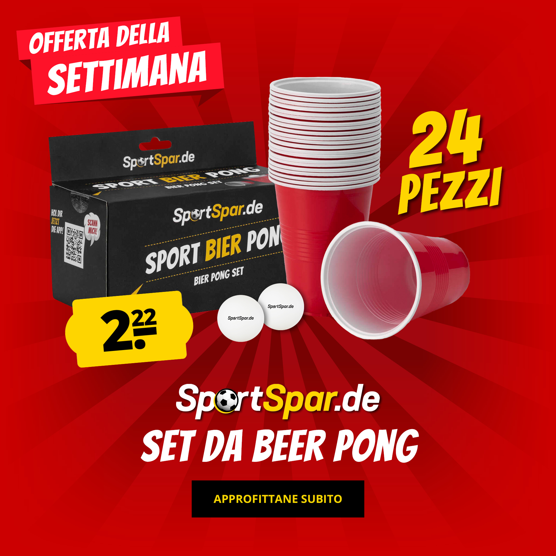 SportSpar.de Set da beer pong 24 pezzi solo 2,22 € acquista a prezzi convenienti su ScontoSport!