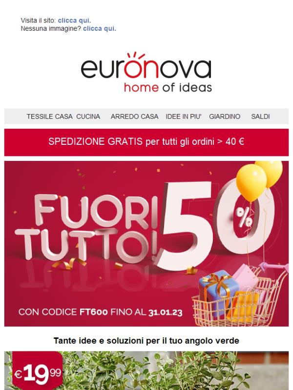 SCONTO 50% su tutto il sito, anche sui prodotti già scontati