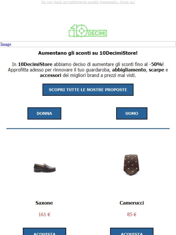 I saldi sono aumentati su 10DecimiStore. Fino al -50%!
