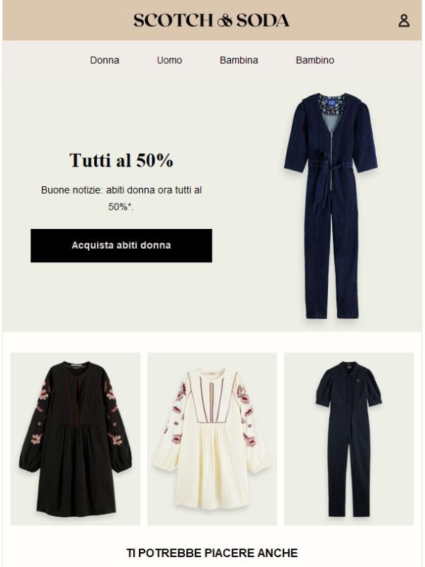 Tutti al 50% su abiti donna