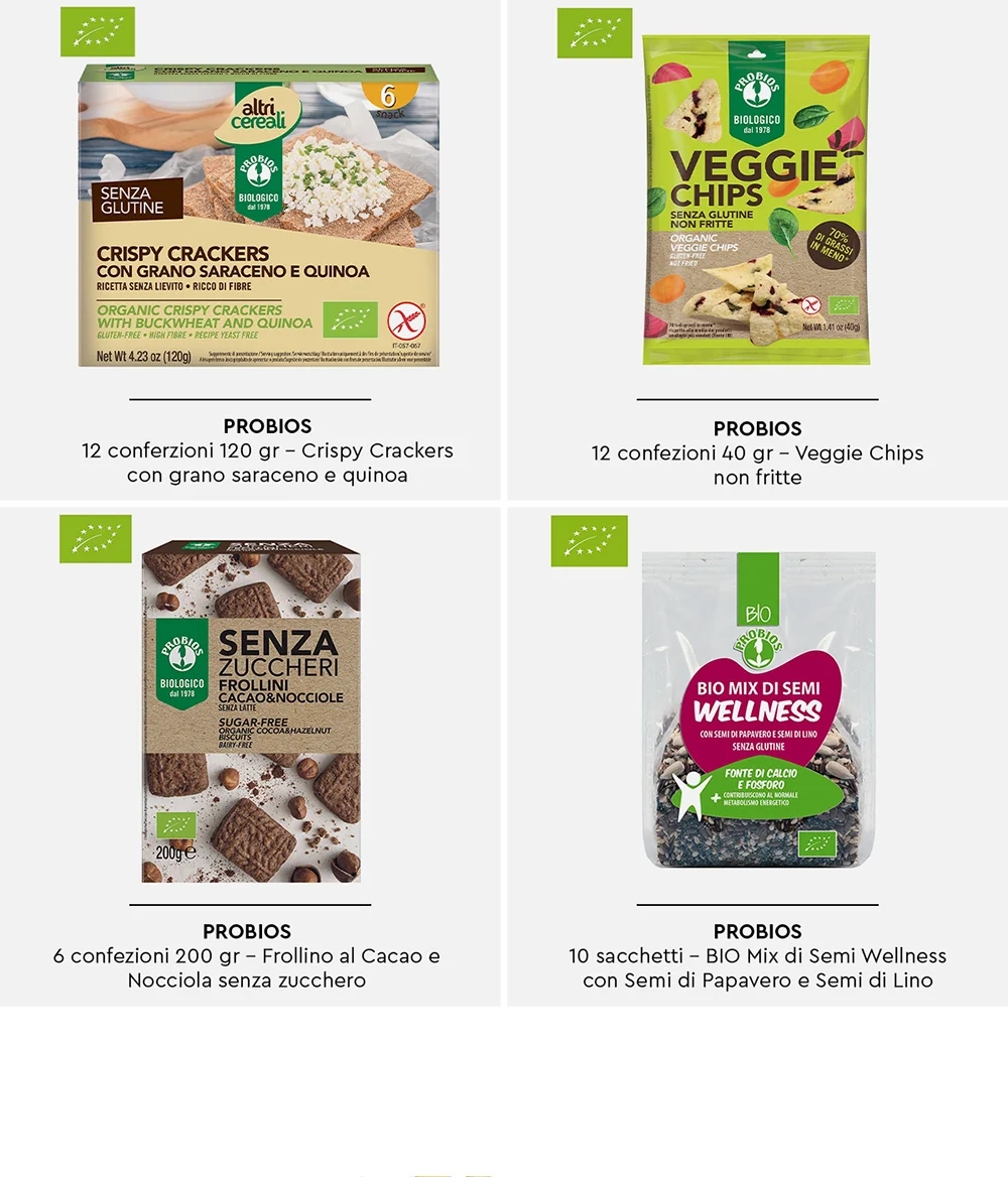 Probios: barrette energetiche, cereali e semi tostati