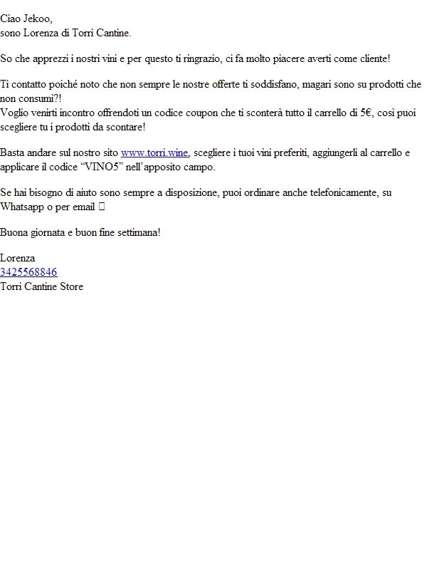 Grazie per essere nostro cliente!