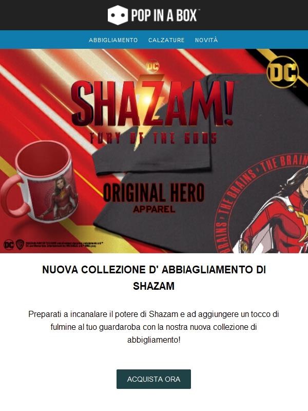 NOVITÀ: Preparati a incanalare il potere di Shazam con la nostra nuova collezione! ⚡