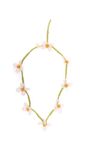 Collana con fiori di perline e cristalli