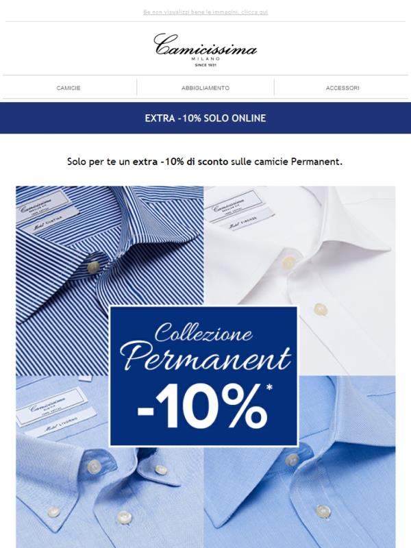 Solo per te, un extra -10% su Camicie Permanent