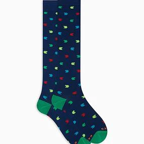 Calze Lunghe con Fantasia Gallo / Blu