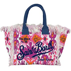 Borsa Vanity in Canvas con Logo Mc2 Saint Barth / Rosa