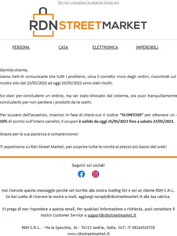 Comunicazione ripristino servizio