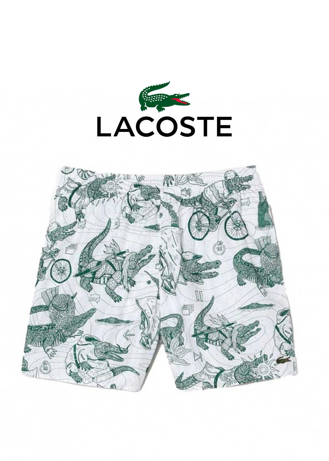 Shorts mare bianco da uomo Lacoste X Netflix