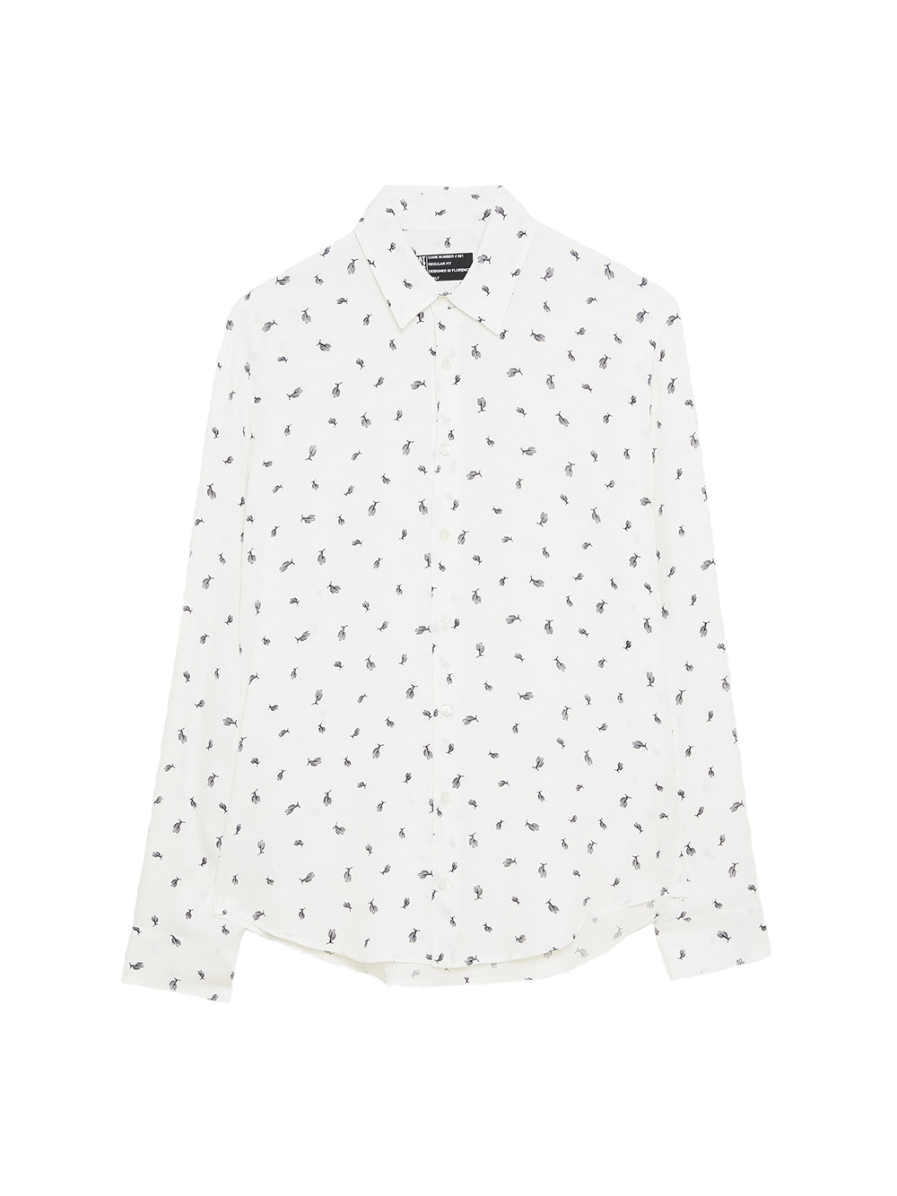 White elegant men's shirt with print