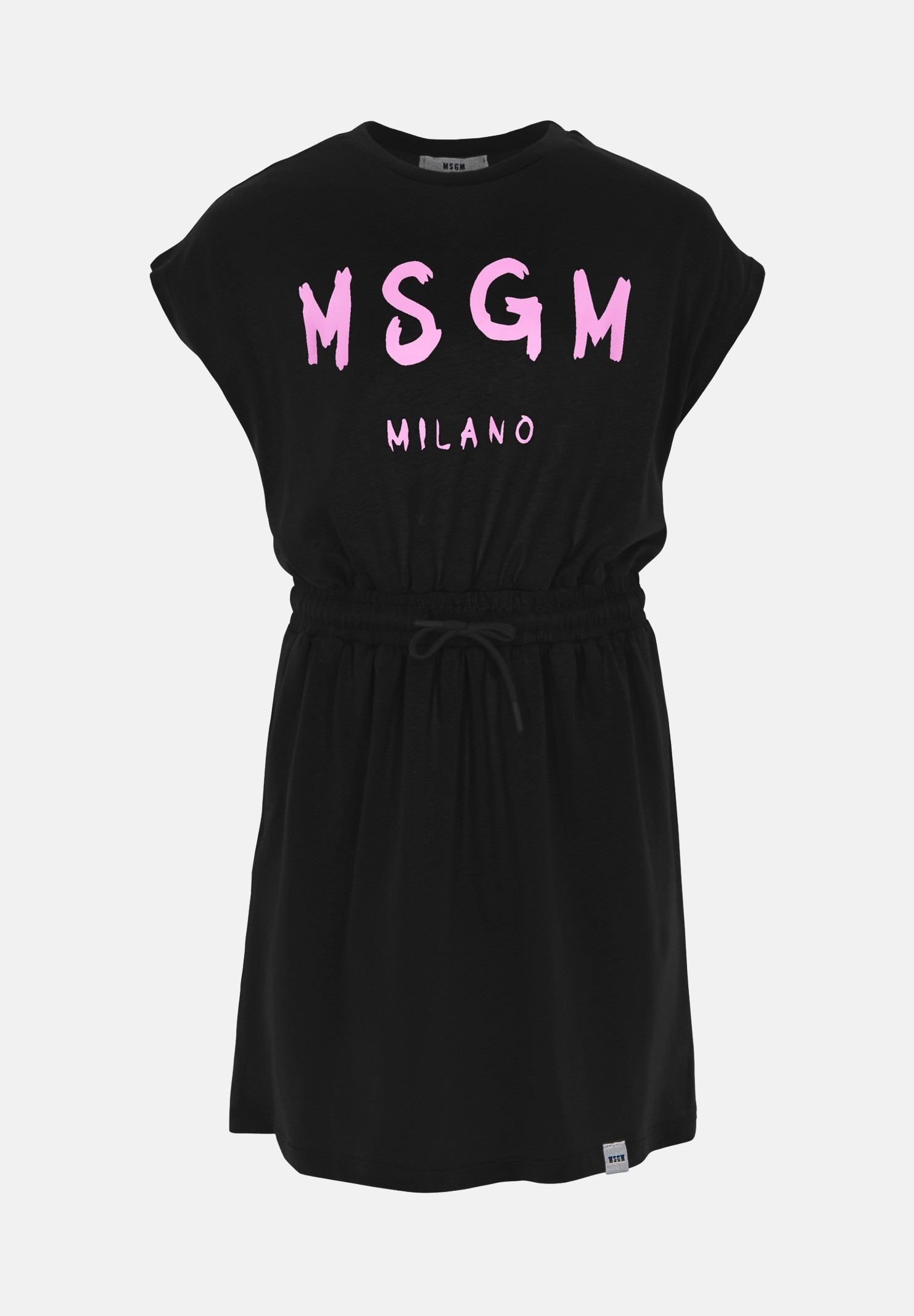 Short black girl dress with logo print