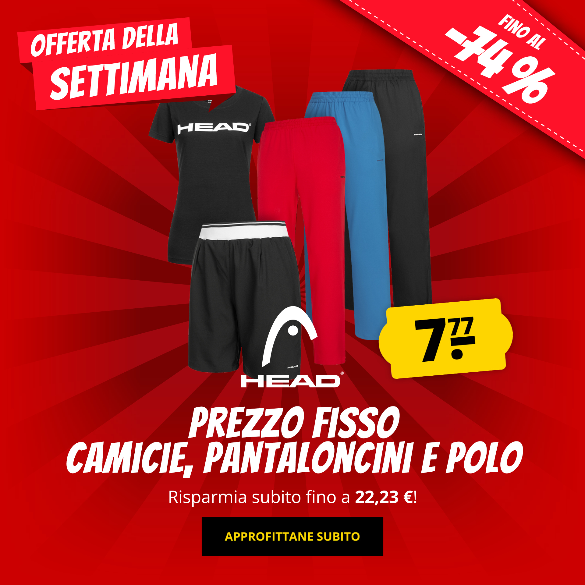HEAD Prezzo fisso solo 9,99 € acquista a prezzi convenienti su ScontoSport!