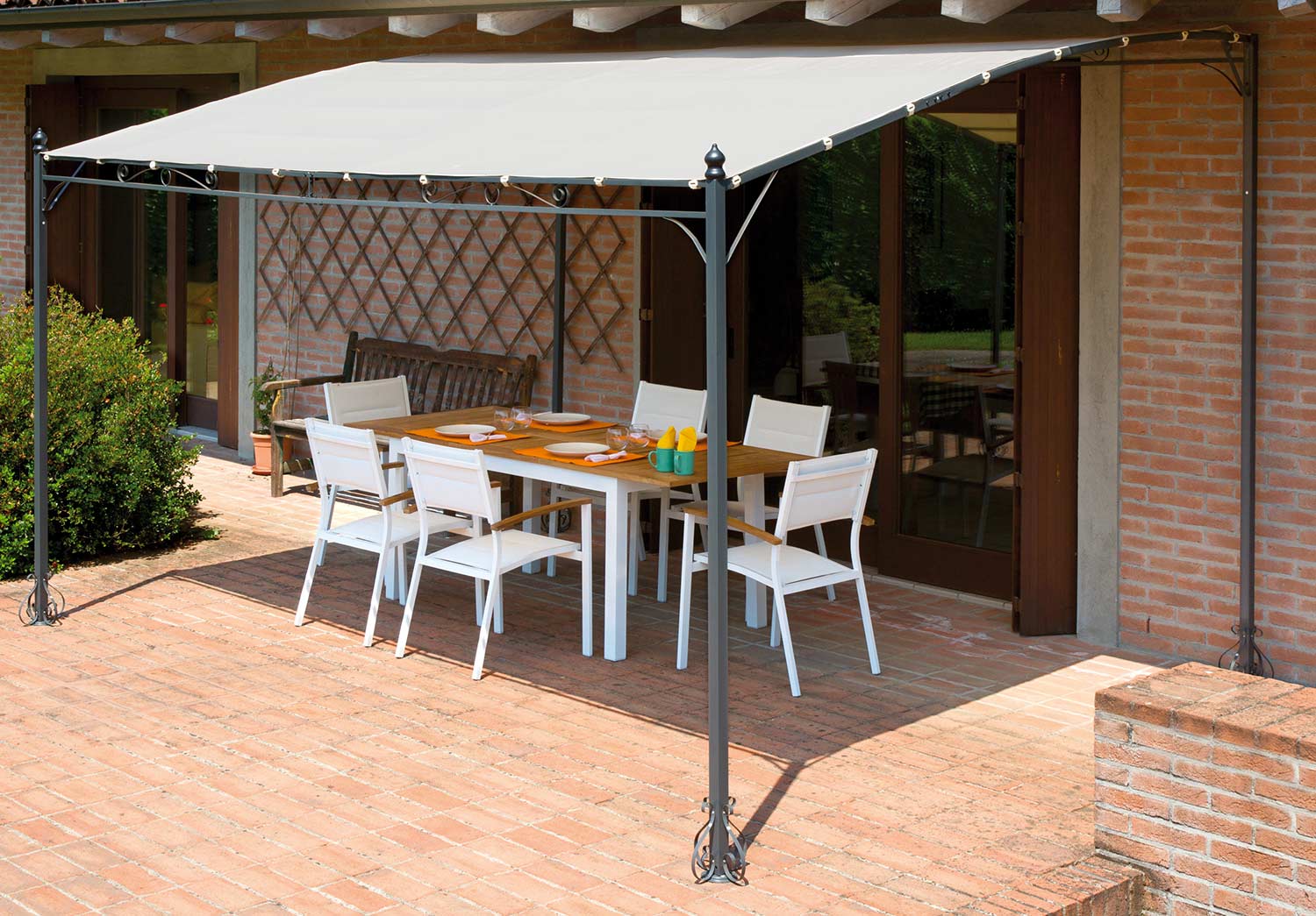 Image of Pergola da Giardino in Ferro 4X3m Vorghini Chains Sabbia