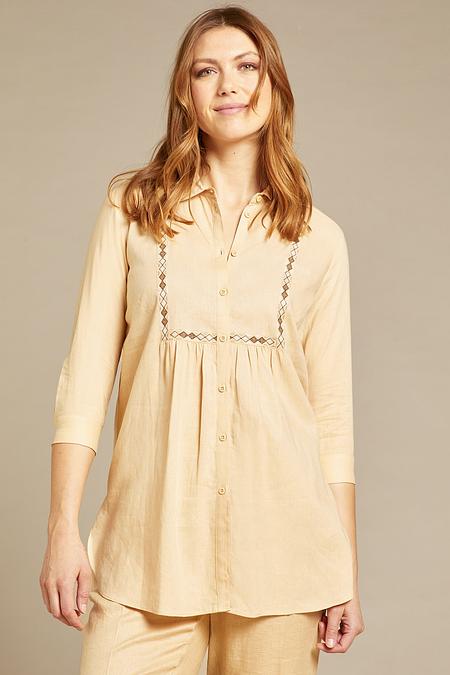 CAMICIA RICAMATA IN LINO-VISCOSA