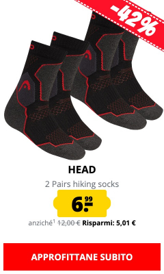 HEAD 2 Pairs hiking socks  solo 6,99 €!