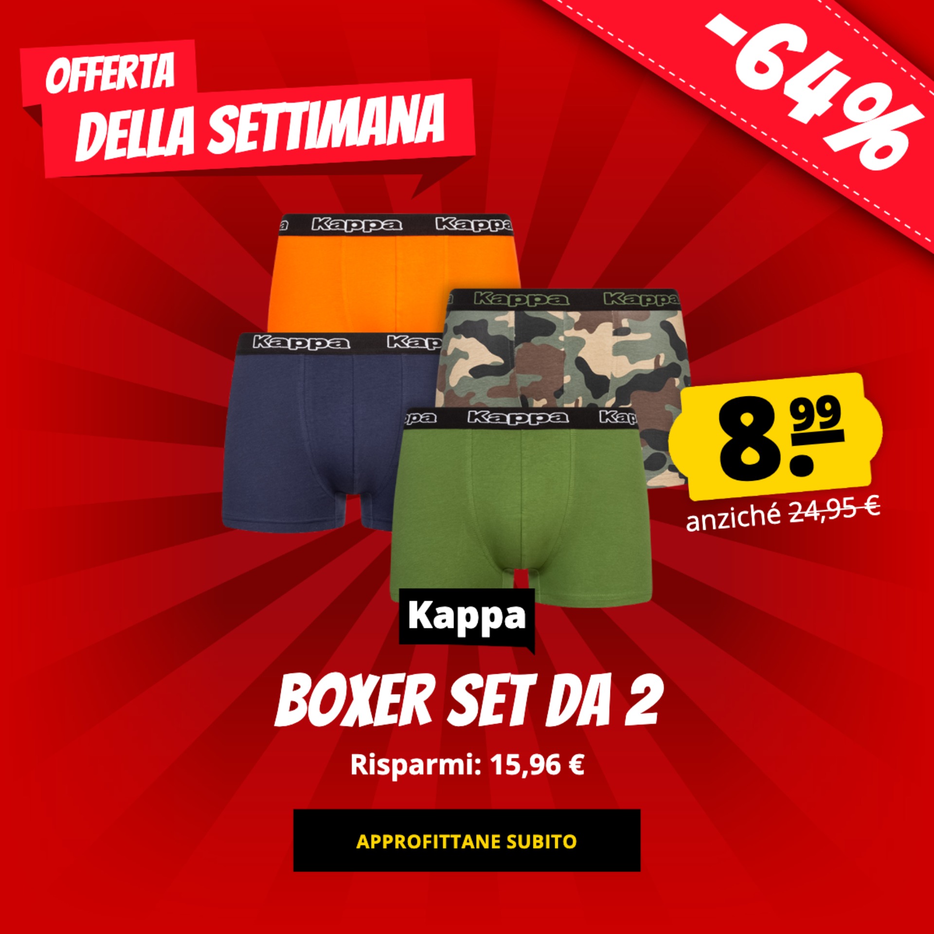 Kappa Boxer Set da 2 solo 8,99 € acquista a prezzi convenienti su ScontoSport!