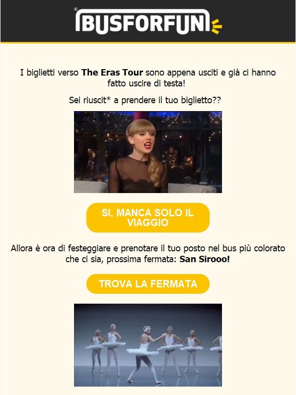 È ONLINE IL VIAGGIO PER TAYLOR SWIFT A SANSIRO🚌🔥