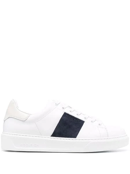 sneaker bianca con fascia blu